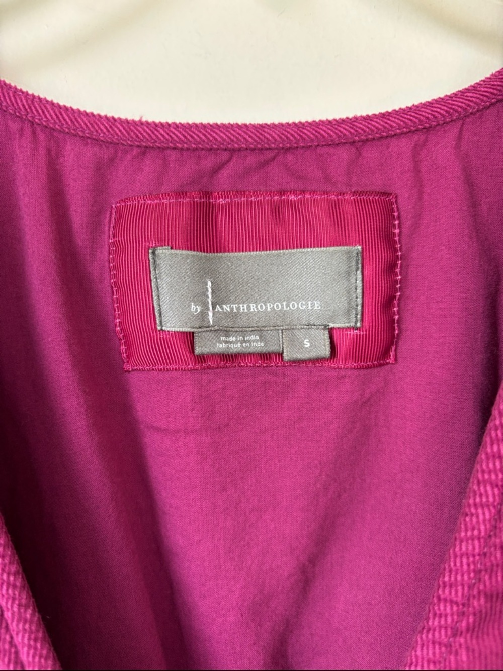 Anthropologie Fuchsia Corduroy V Neck Button Down Mini Dress - S - Picture 4 of 10